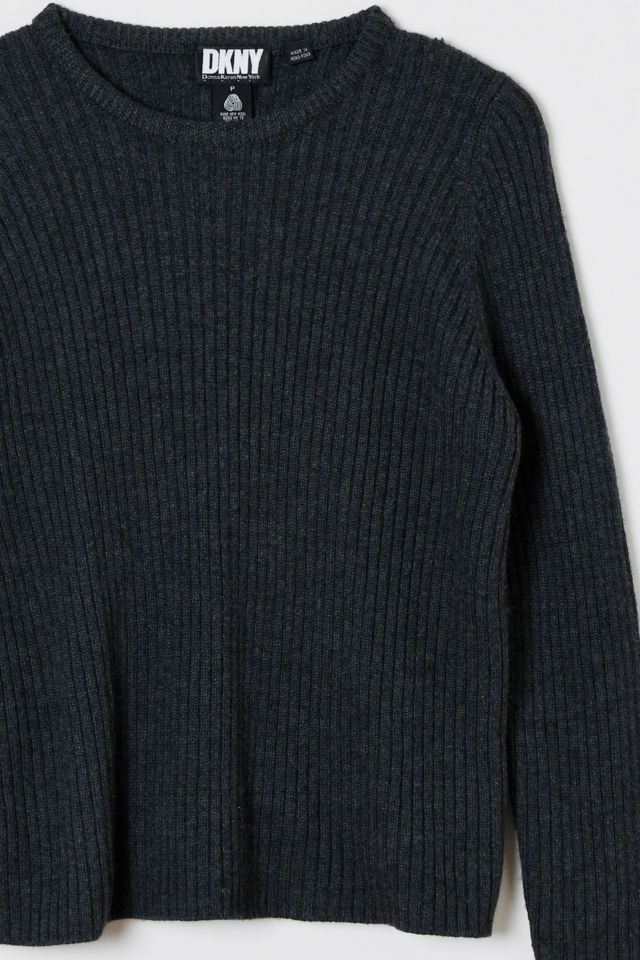 Vintage 90s Dark Grey Wool Ribbed Sweater #2
