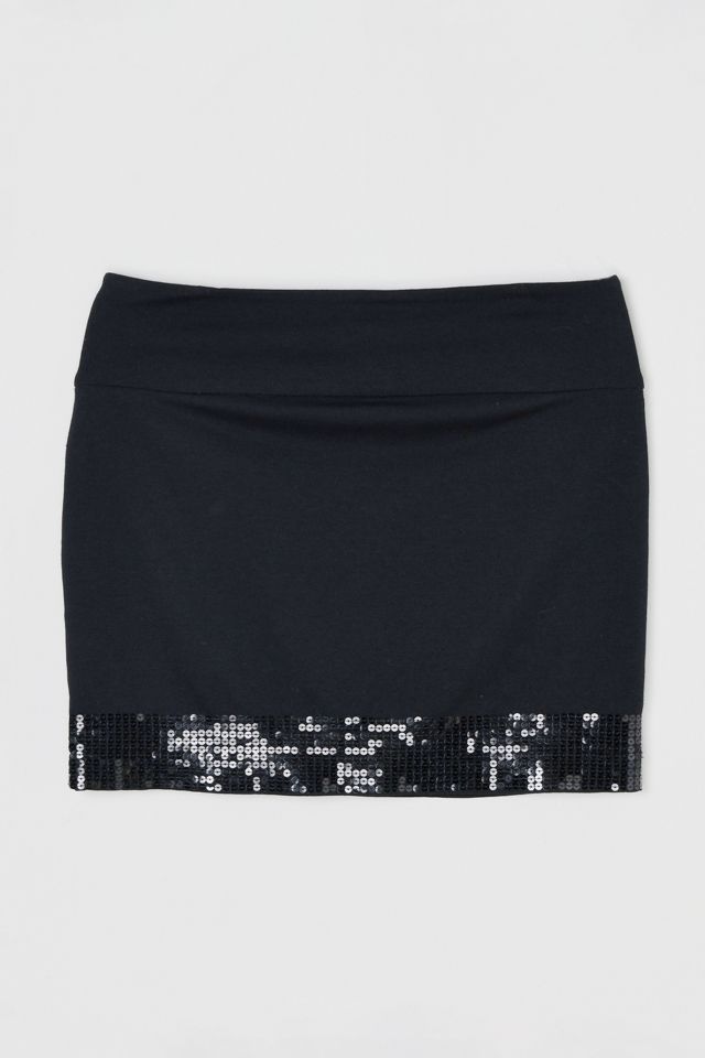 Vintage Y2k Sequined Black Low Rise Mini Skirt #1