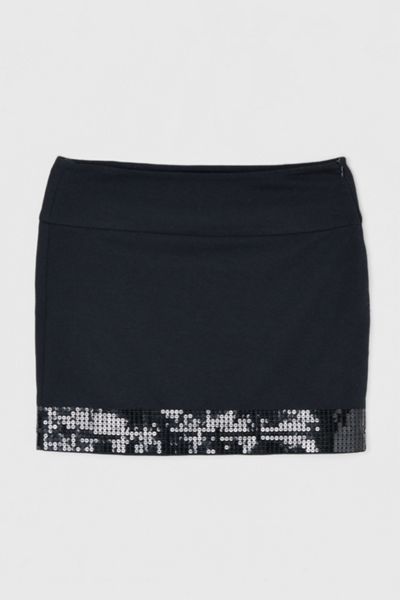 Vintage Y2k Sequined Black Low Rise Mini Skirt