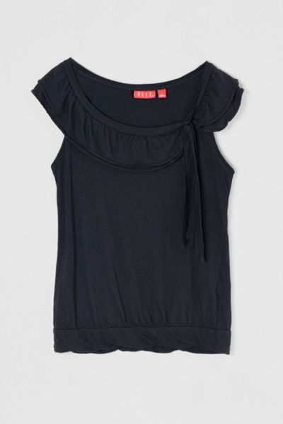Vintage Y2k Black Jersey Top with Tie