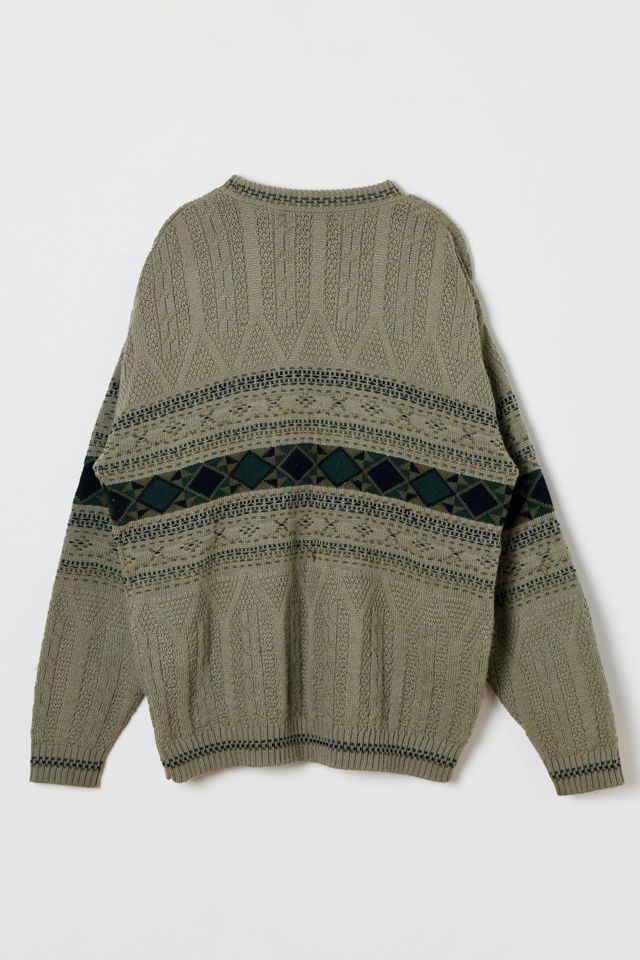 Vintage 90s Dark Beige Textured Knit Sweater #1