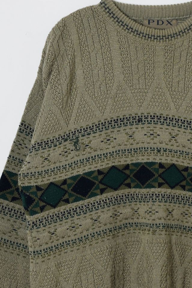 Vintage 90s Dark Beige Textured Knit Sweater #2
