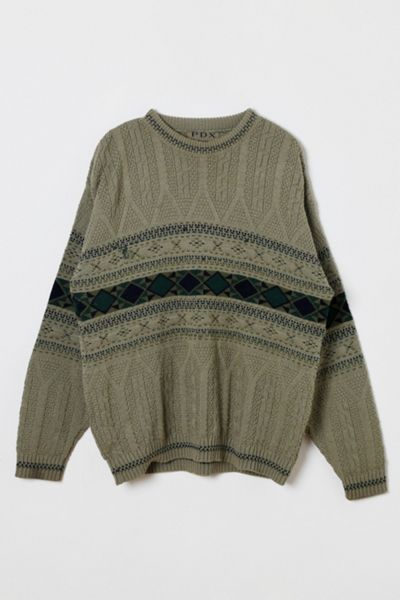 Vintage 90s Dark Beige Textured Knit Sweater