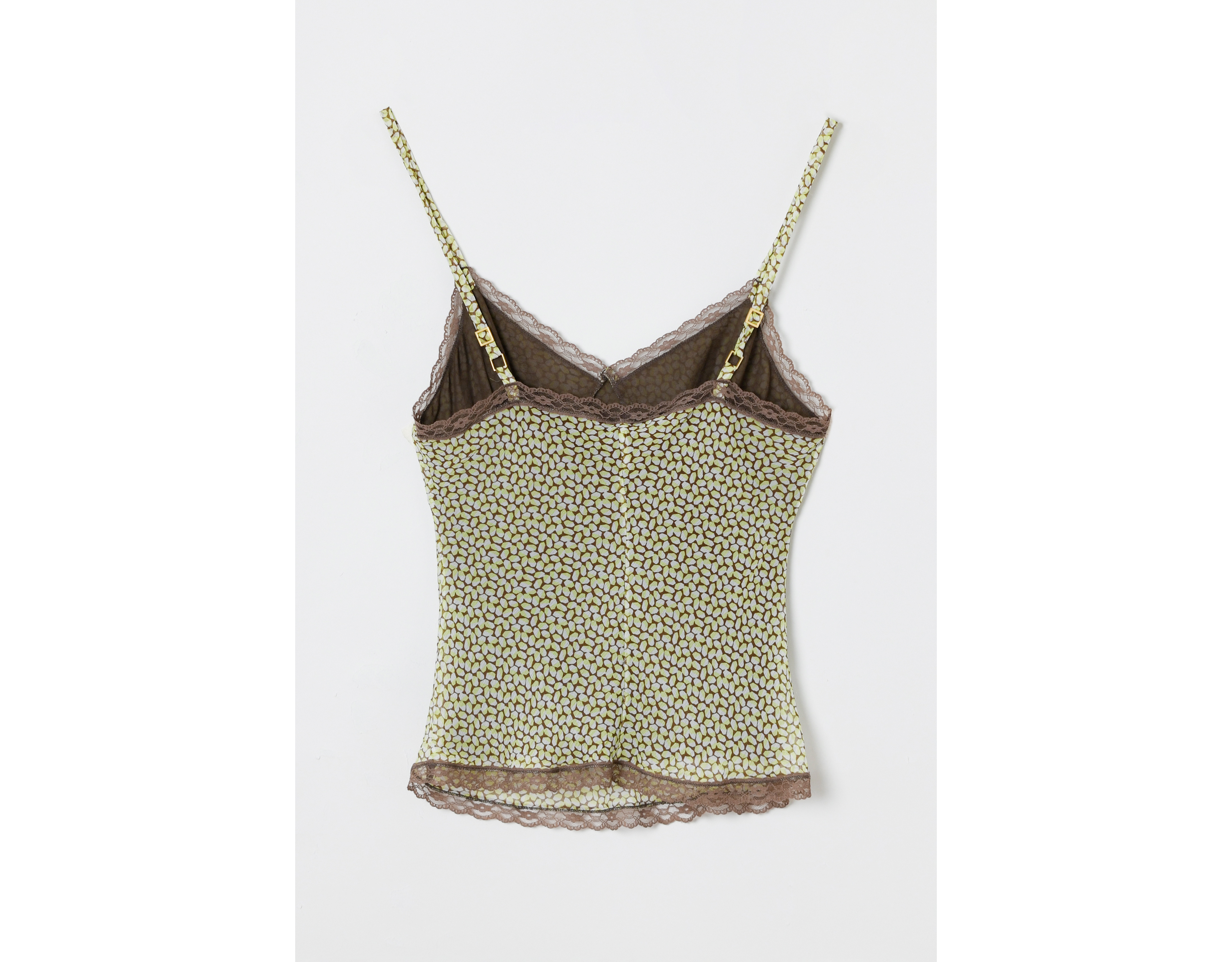 Vintage Y2k Printed Silk Lacy Cami