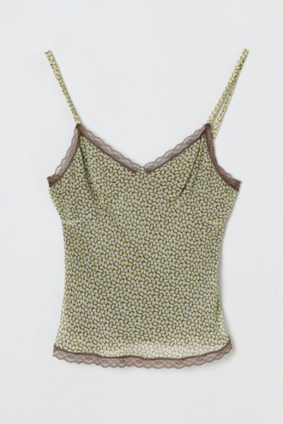 Vintage Y2k Printed Silk Lacy Cami