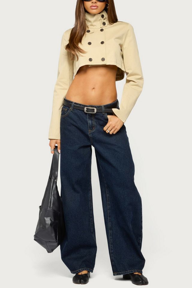 Edikted Saima High Neck Cropped Trench Jacket #1