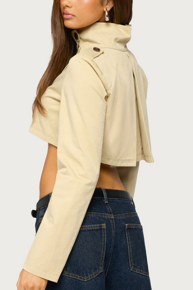 Edikted Saima High Neck Cropped Trench Jacket #4