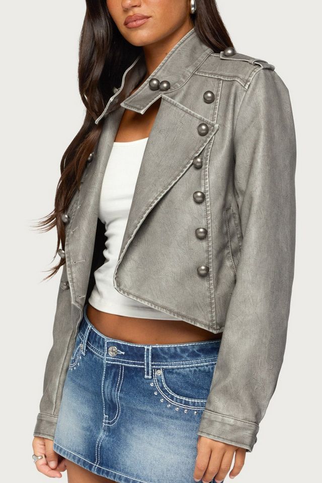Edikted Torie Faux Leather Napoleon Jacket #2