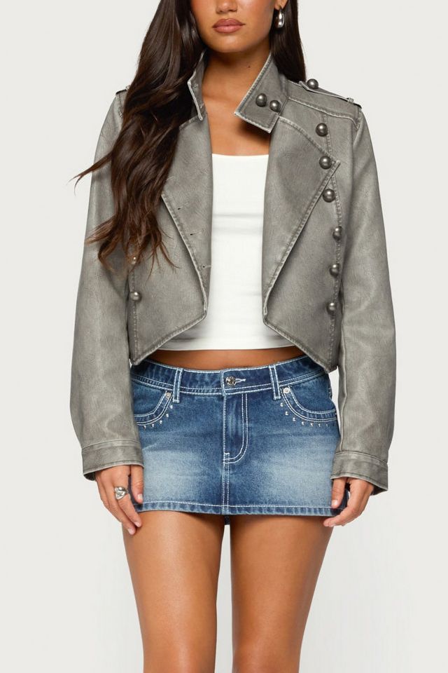 Edikted Torie Faux Leather Napoleon Jacket #3