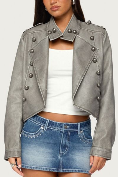 Edikted Torie Faux Leather Napoleon Jacket