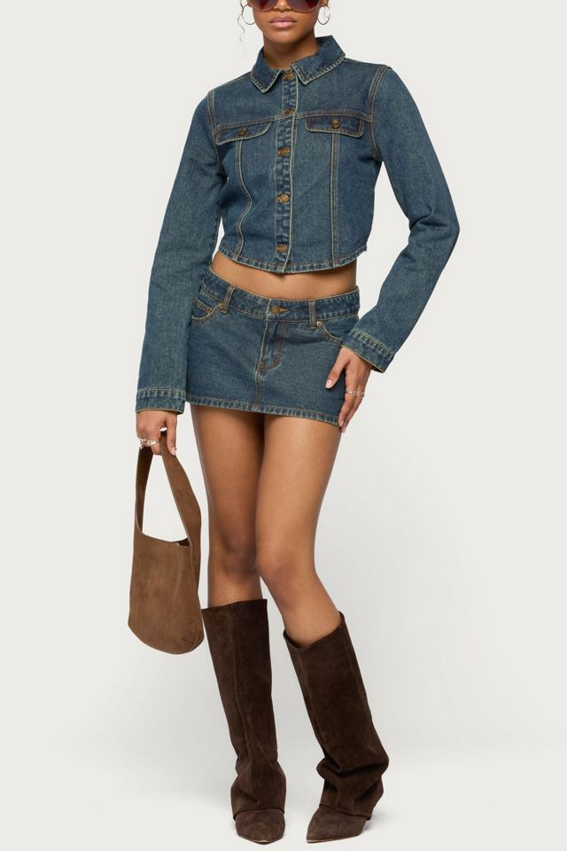 Edikted Dayla Cropped Denim Jacket #1