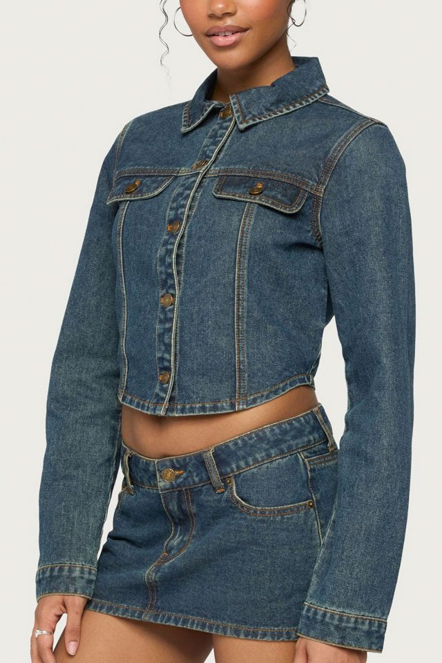 Edikted Dayla Cropped Denim Jacket #2