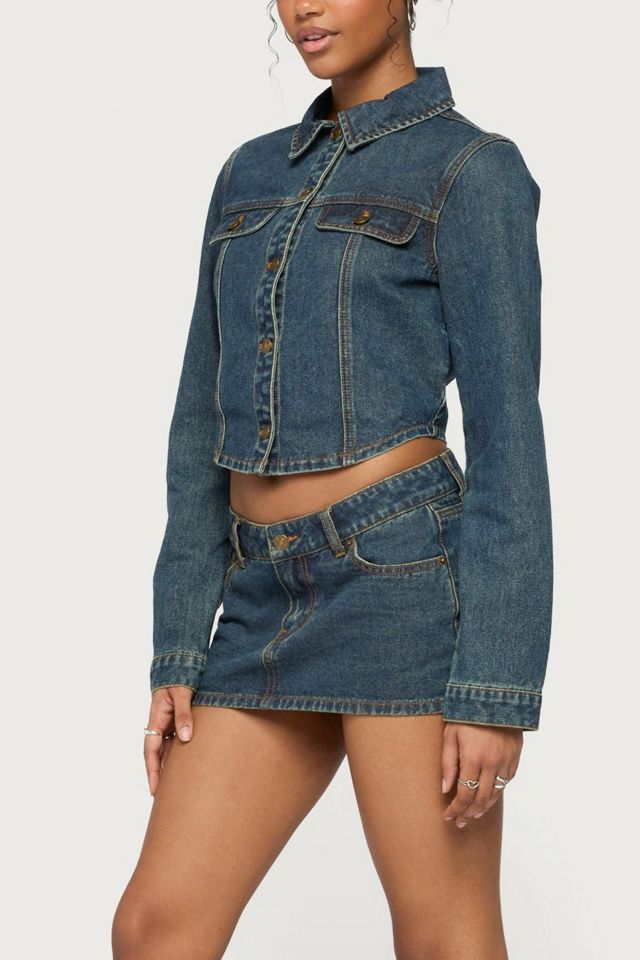 Edikted Dayla Cropped Denim Jacket #3