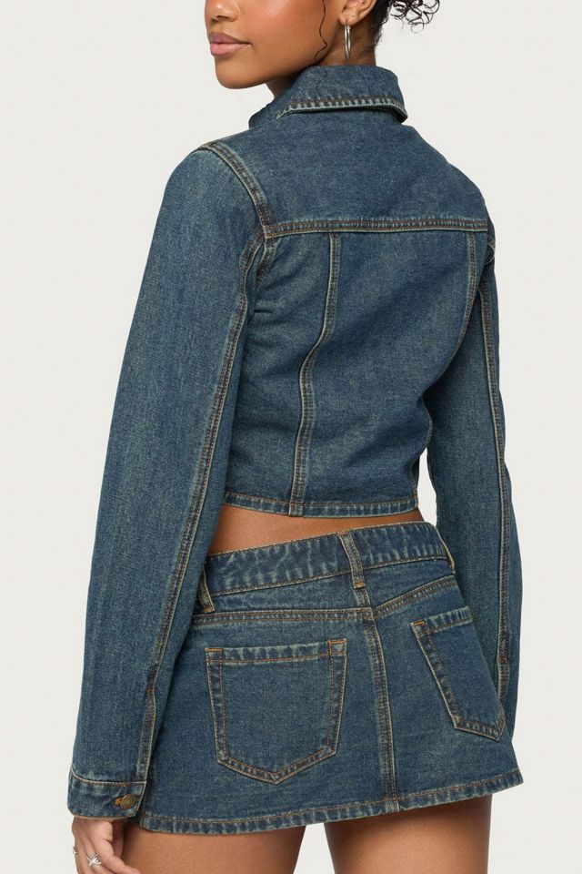 Edikted Dayla Cropped Denim Jacket #4