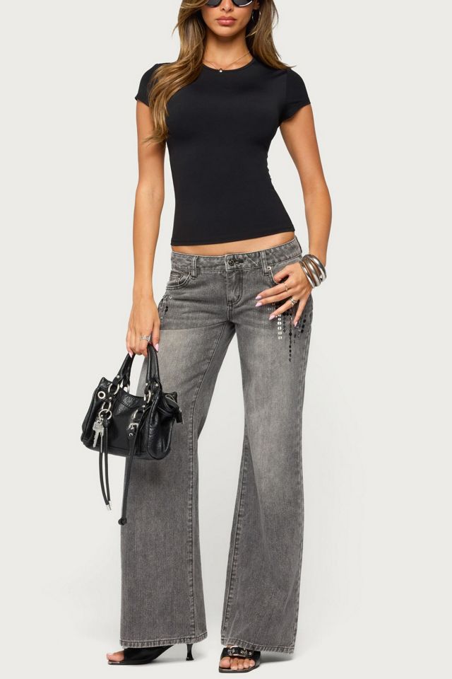 Edikted Uliz Sequin Low Rise Bootcut Jeans #1