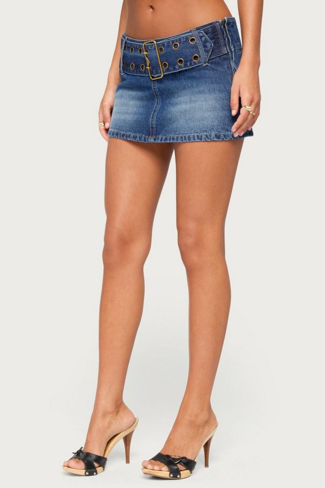 Edikted Laela Grommet Belt Denim Mini Skort #2