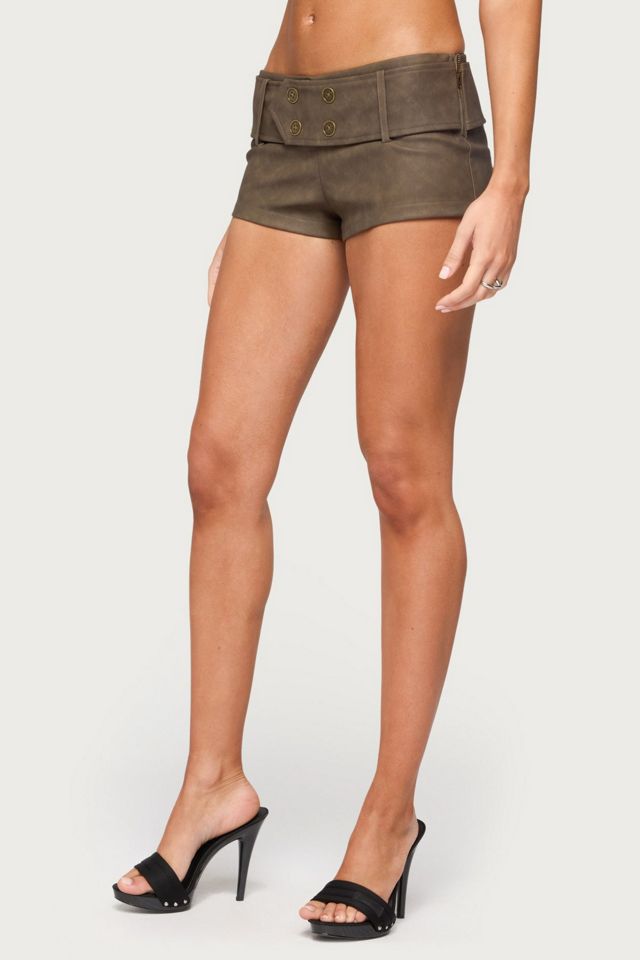 Edikted Darsy Faux Leather Micro Shorts #1