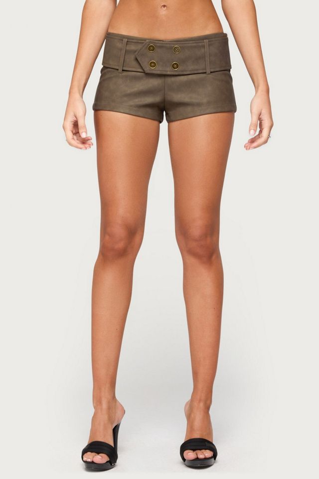 Edikted Darsy Faux Leather Micro Shorts #2