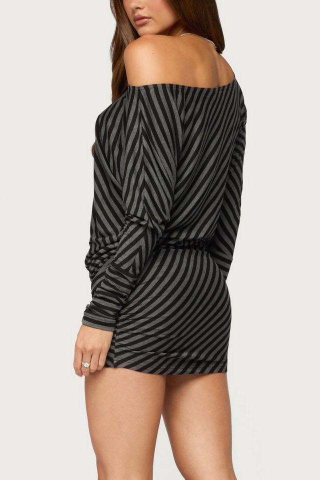 Edikted Maely Off Shoulder Striped Mini Dress #2
