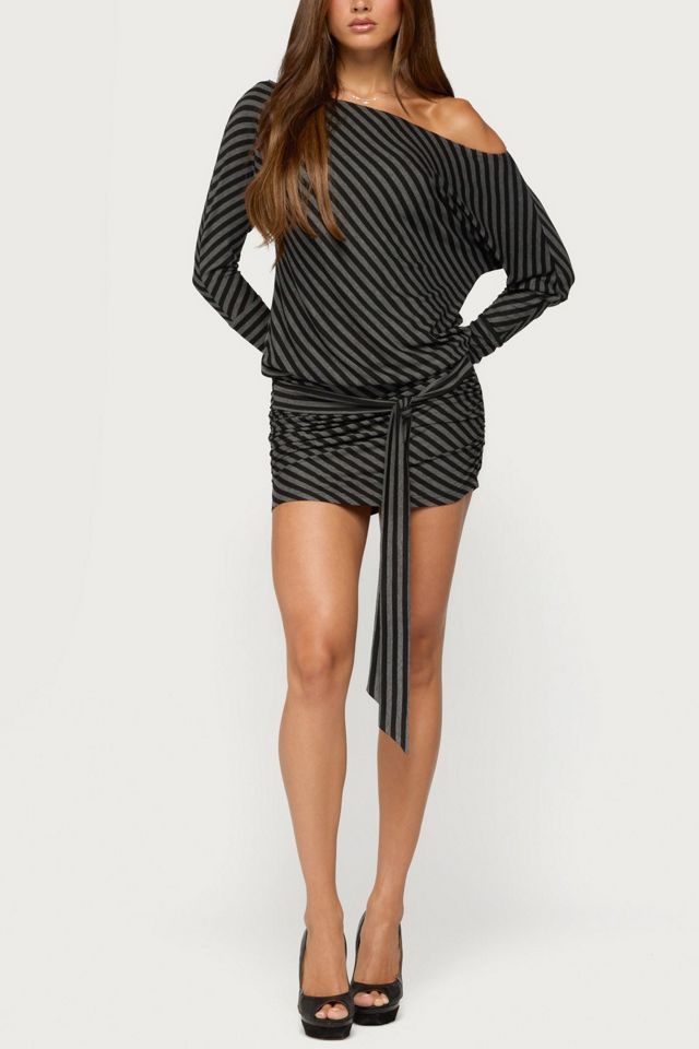 Edikted Maely Off Shoulder Striped Mini Dress #3