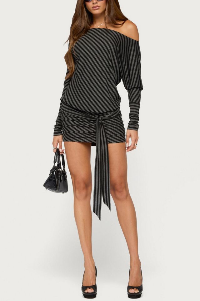 Edikted Maely Off Shoulder Striped Mini Dress #4