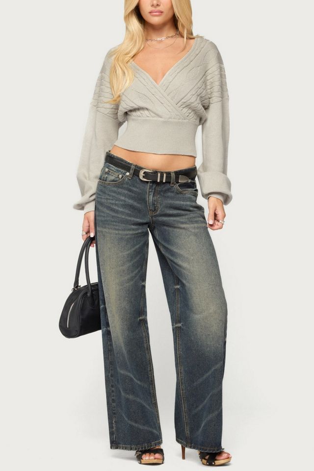 Edikted Aloa Cable Knit Wrap Sweater #1
