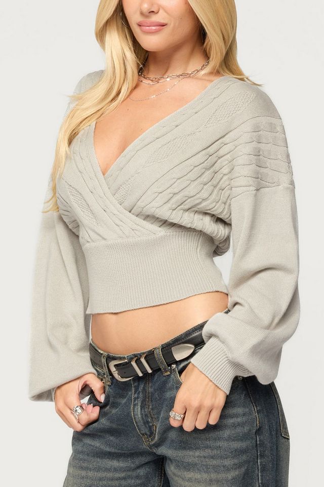 Edikted Aloa Cable Knit Wrap Sweater #2