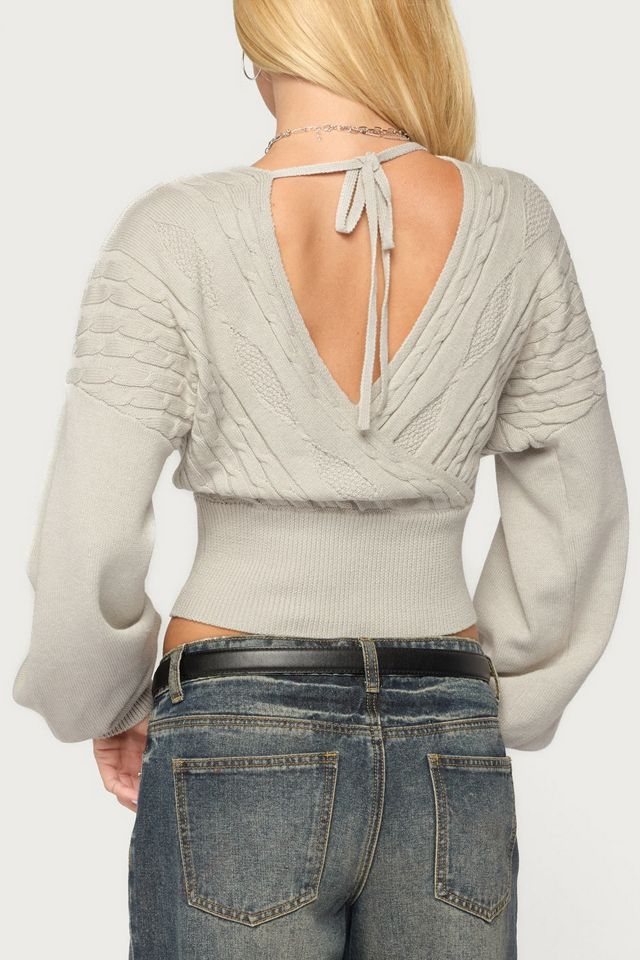 Edikted Aloa Cable Knit Wrap Sweater #4