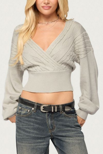 Edikted Aloa Cable Knit Wrap Sweater