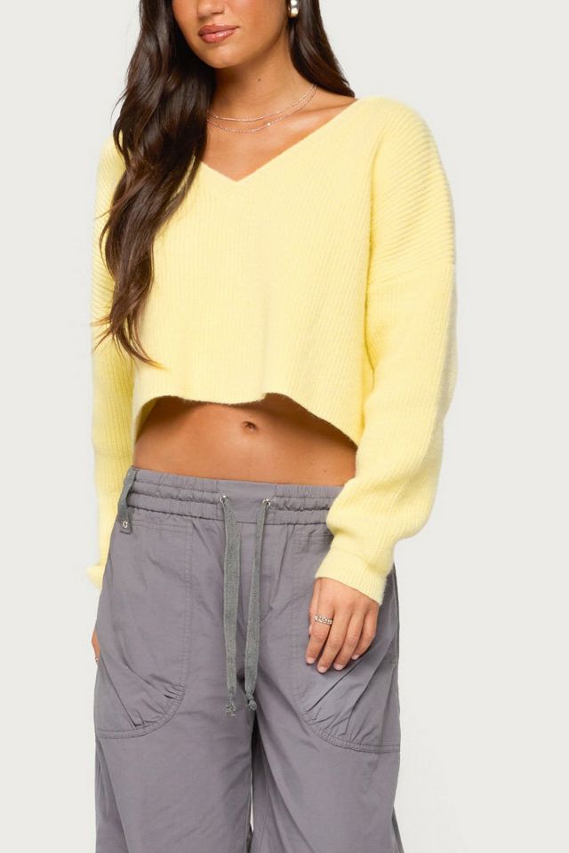 Edikted Aima V Neck Ribbed Knit Sweater #3