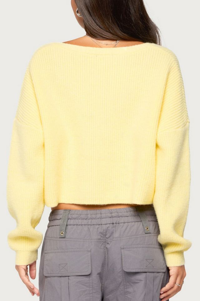 Edikted Aima V Neck Ribbed Knit Sweater #4