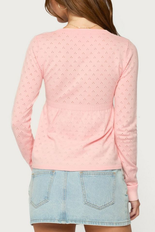 Edikted Basha Pointelle Knit V Neck Top #4