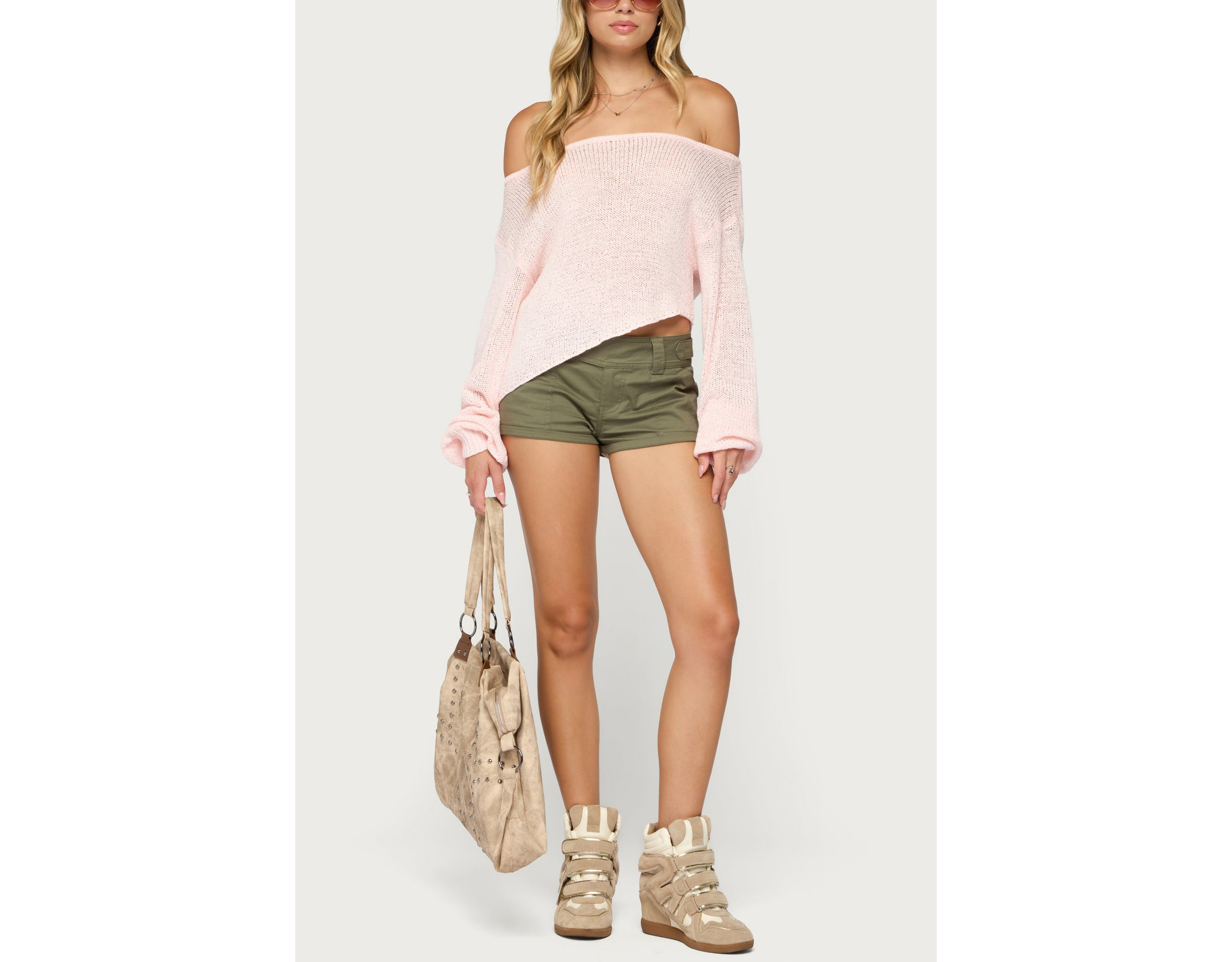 Edikted Deja Knit Off Shoulder Asymmetric Top