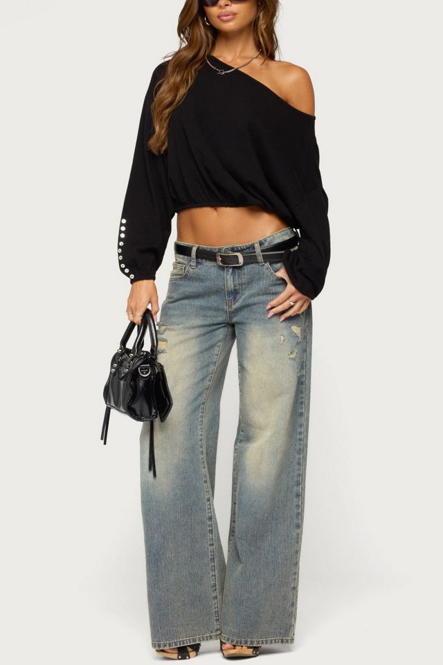 Edikted Gella Long Sleeve Knit Crop Top #1