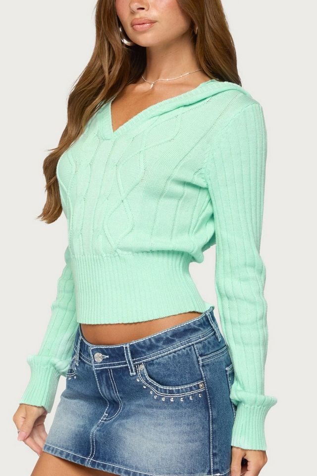 Edikted Lali Cable Knit Hooded Sweater #2