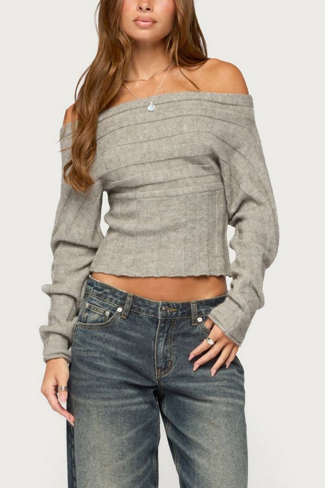 Edikted Leva Off Shoulder Knitted Sweater #3