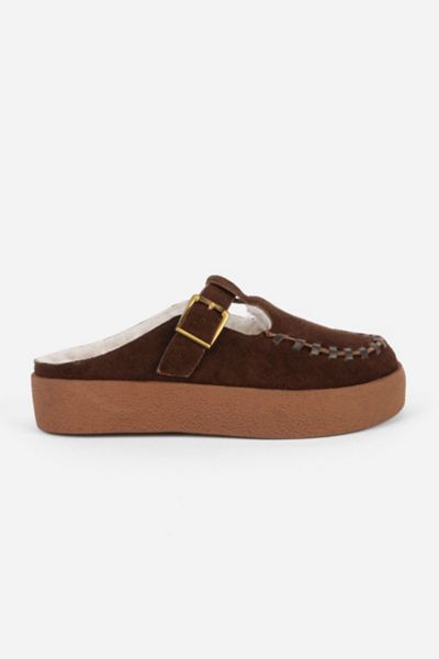 Intentionally Blank Textmsg Faux-fur Lined Suede Mule
