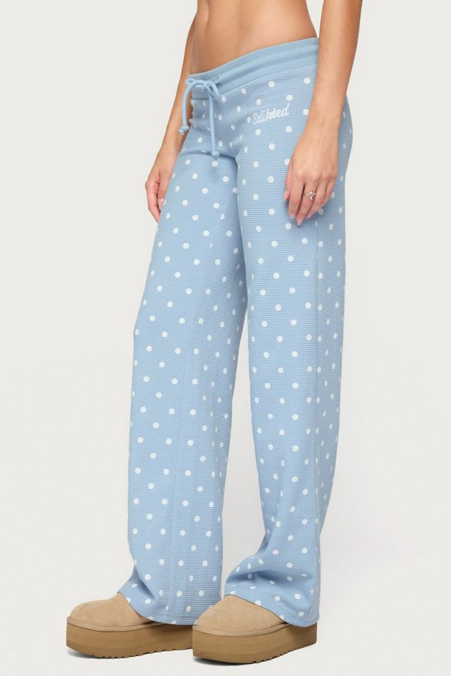Edikted Dilly Polka Dot Waffle Pants #1