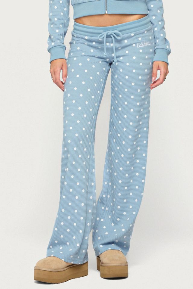 Edikted Dilly Polka Dot Waffle Pants #2