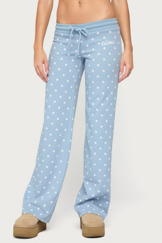 Edikted Dilly Polka Dot Waffle Pants #3