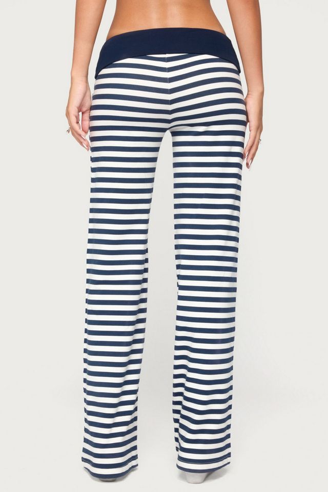 Edikted Fina Contrast Foldover Striped Pants #4