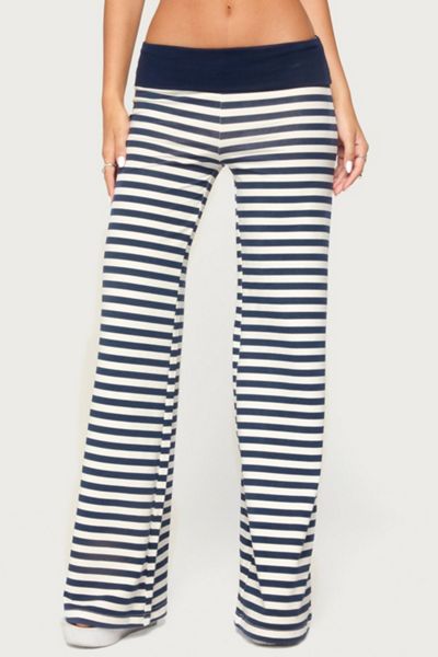 Edikted Fina Contrast Foldover Striped Pants
