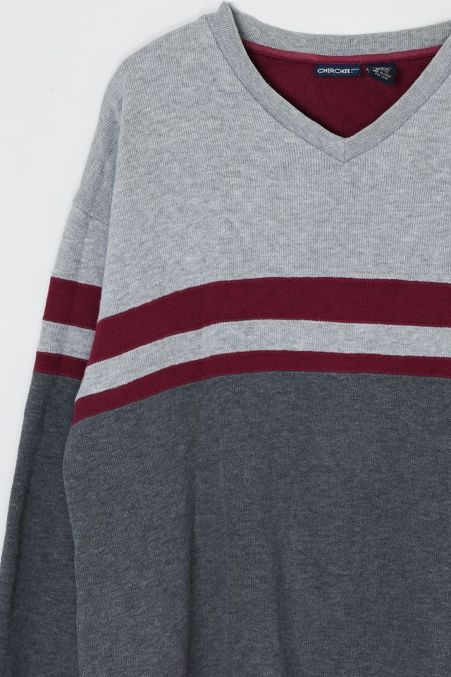 Vintage Y2k Striped V-Neck Sweatshirt #2