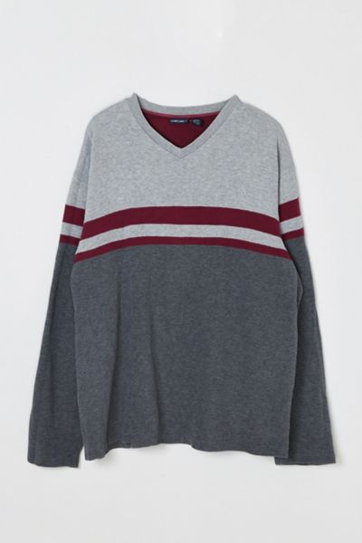 Vintage Y2k Striped V-Neck Sweatshirt