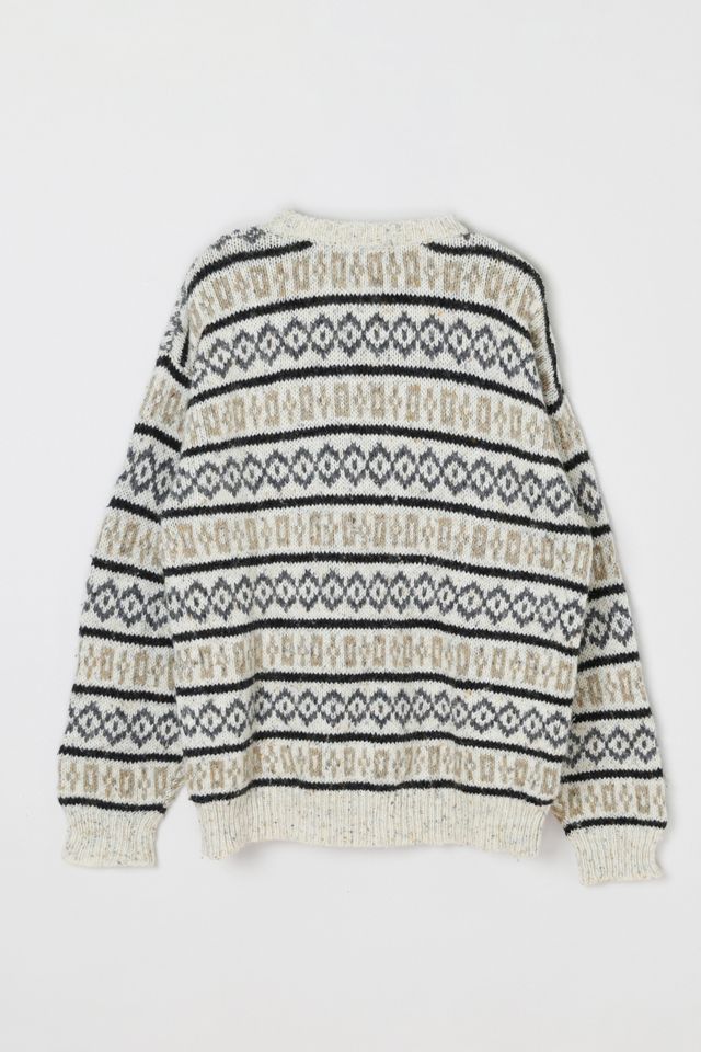 Vintage 90s Oatmeal Marled Pattern Knit Sweater #1