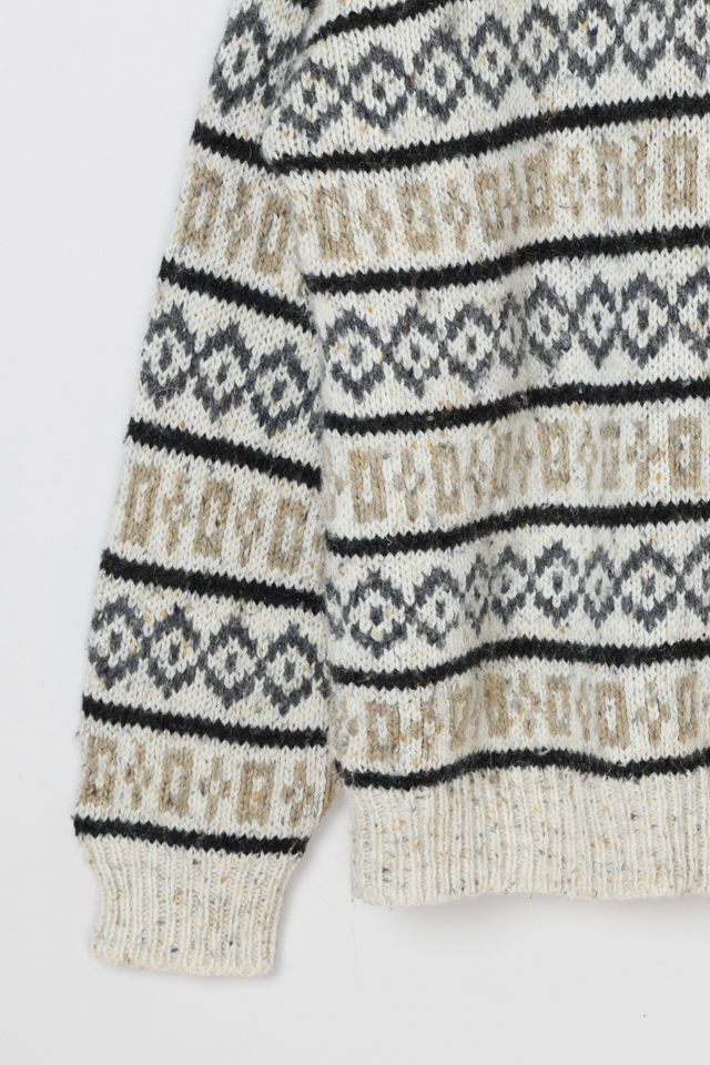 Vintage 90s Oatmeal Marled Pattern Knit Sweater #3
