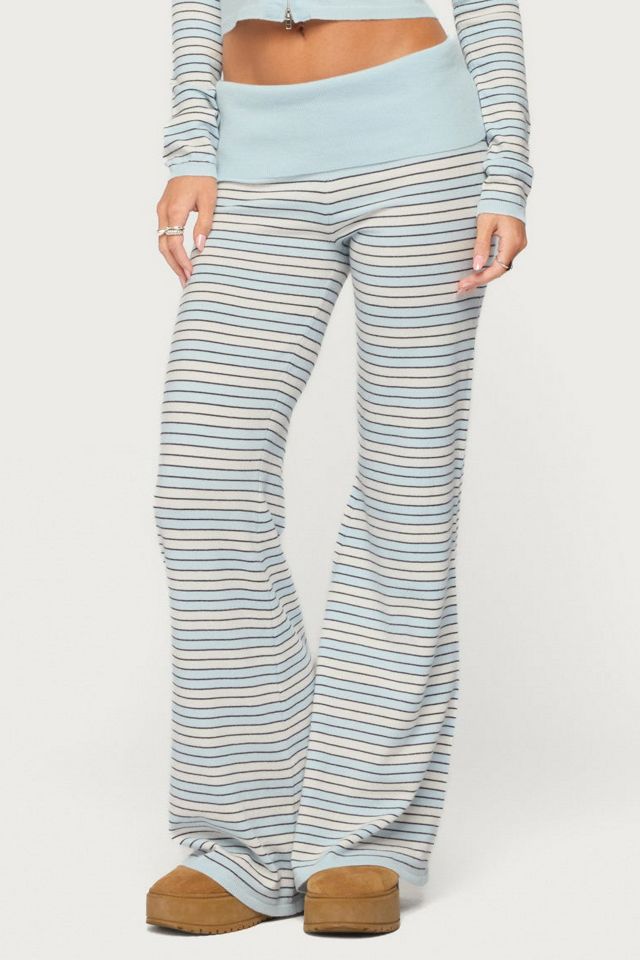 Edikted Jadie Foldover Striped Knit Pants #3