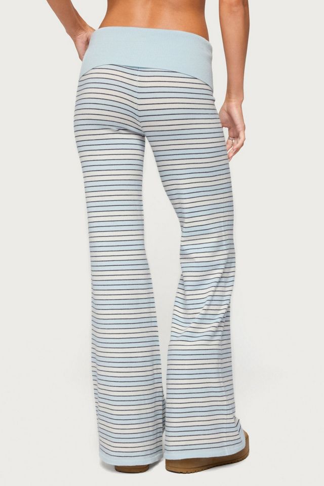 Edikted Jadie Foldover Striped Knit Pants #4