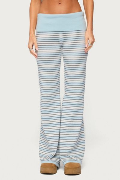 Edikted Jadie Foldover Striped Knit Pants