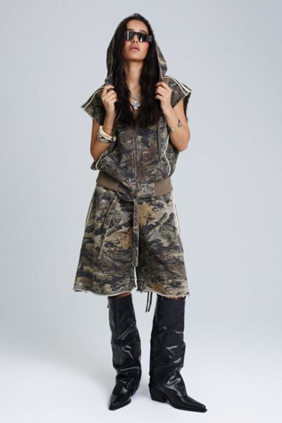 Miss Me Manhunt Camo Baggy Sweat Short